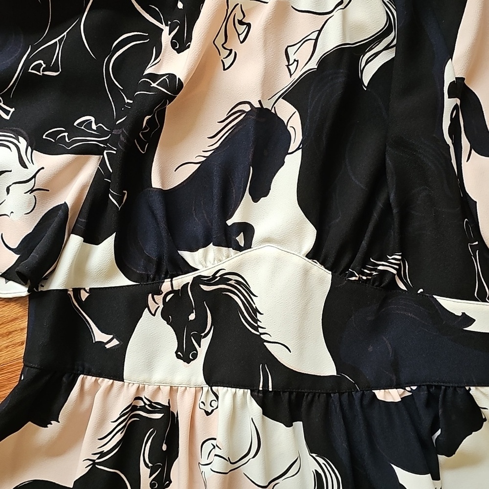Authenic Kate Spade  Black & Cream Horse Print Dress - Picture 2 of 3